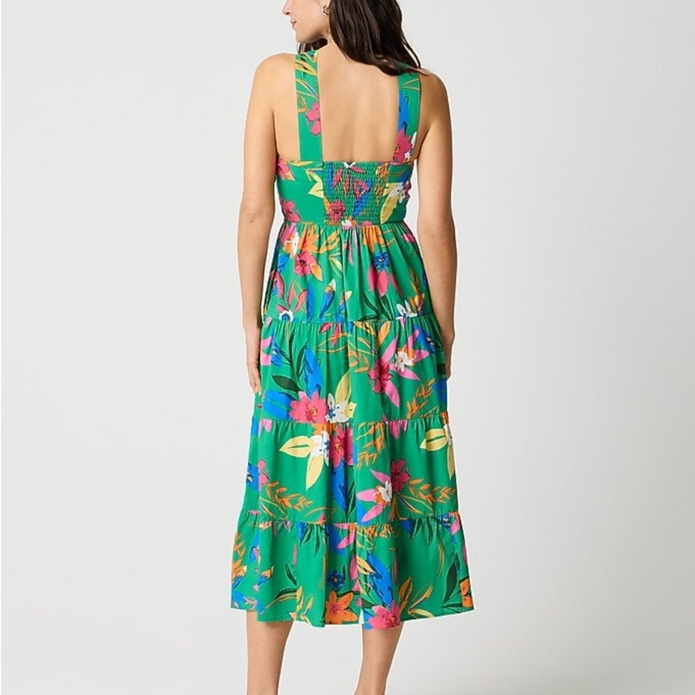 NWOT / J.crew factory Printed tiered halter midi dress - Picture 3 of 8